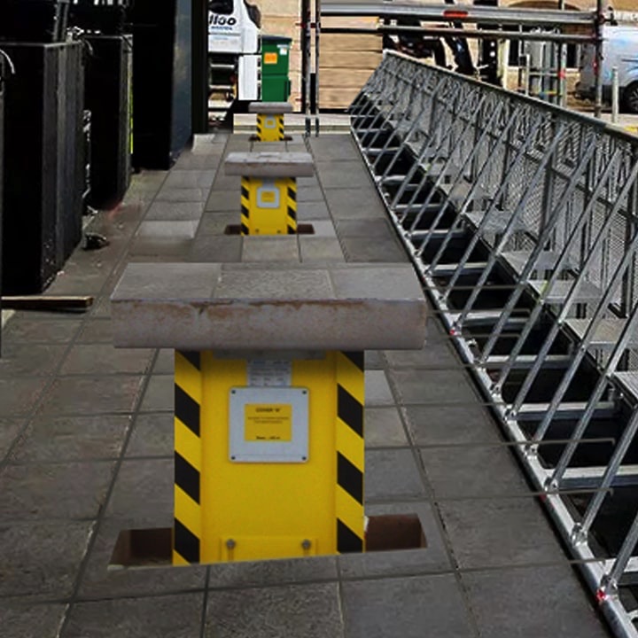 Image of an in-ground unt with the hinged lid open